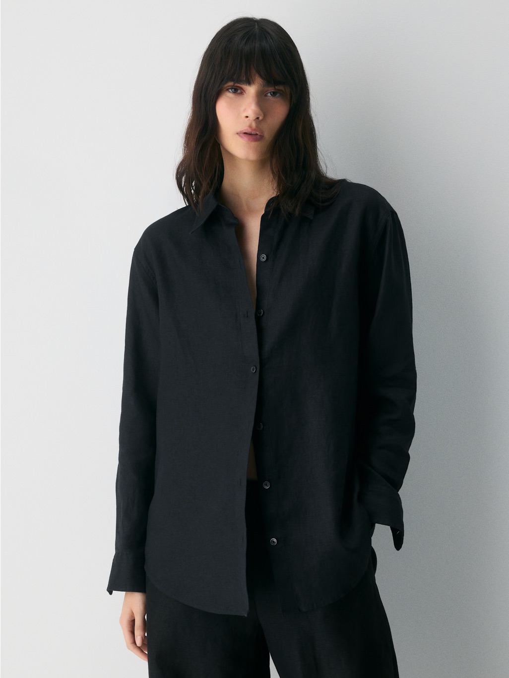 Aritzia Little Moon Black Button Down Shirt